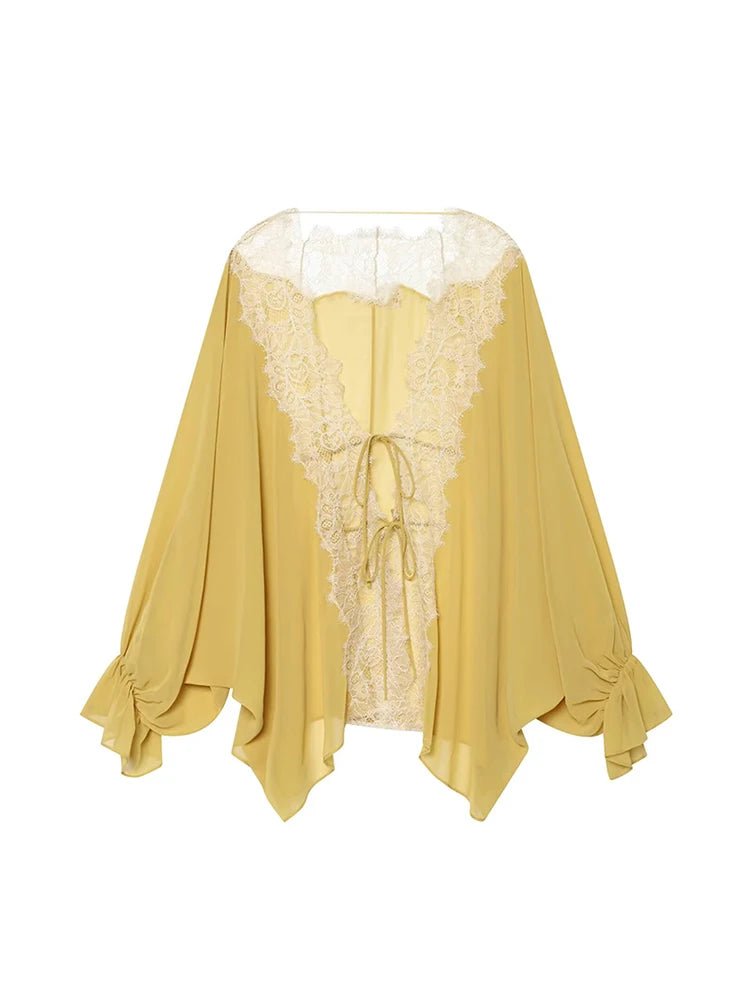 SOERA Lisa Lace Patchwork Blouse - Blouse - SOERA-750723-1-XS-38787 Yellow XS