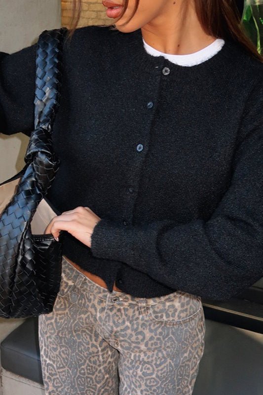 SOERA Simone Button Front Knit Cardigan - Cardigan - SOERA-471939-BLA-M-08387 Black M