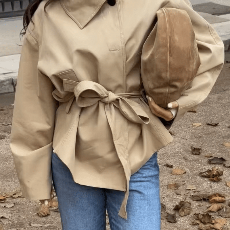 SOERA Julie Asymmetric Belted Trench Coat - Coat - SOERA-432003-KHA-S-04899 Beige S