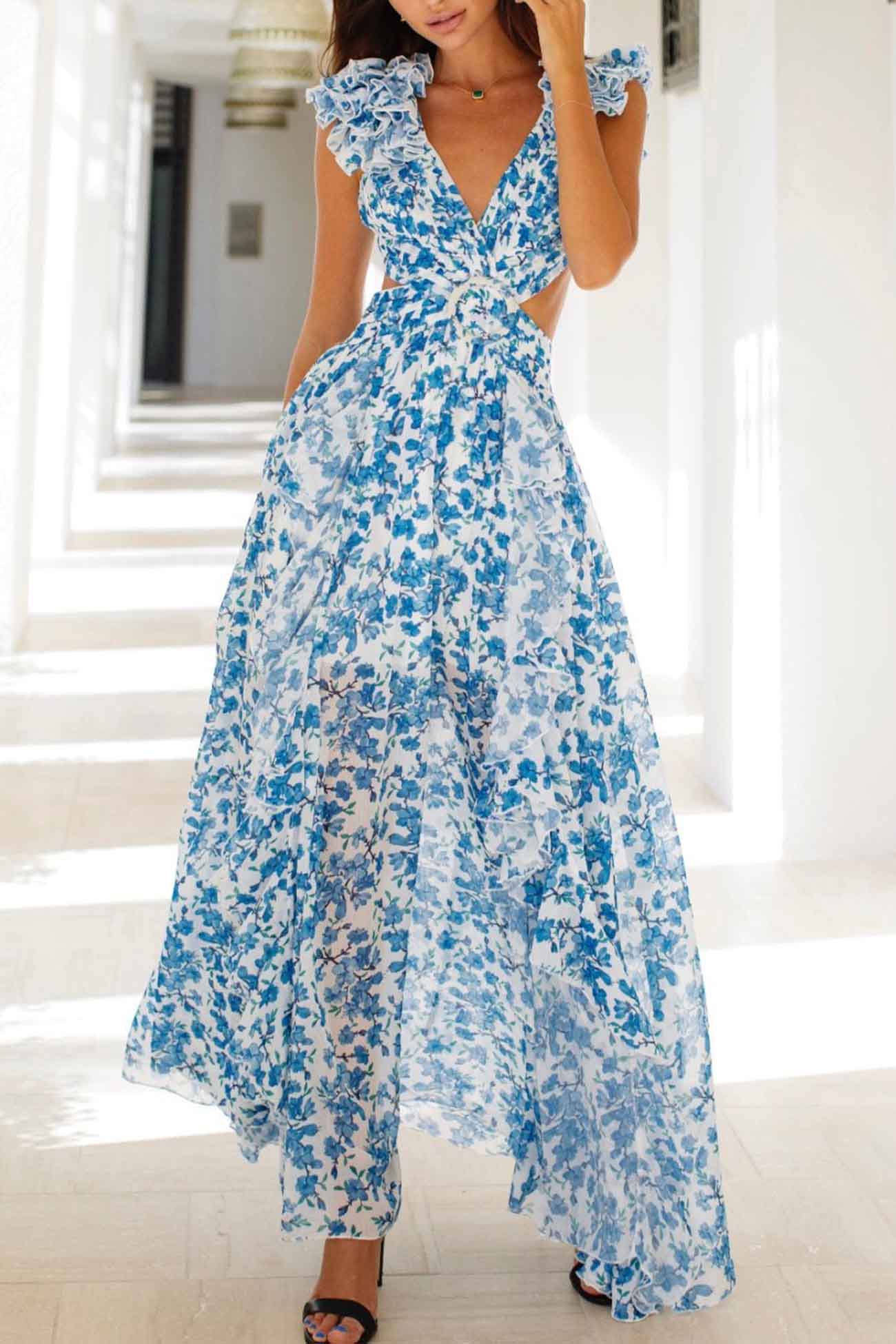 SOERA Beatrice Chic Summer Elegance Maxi Dress - Dress - Blue S