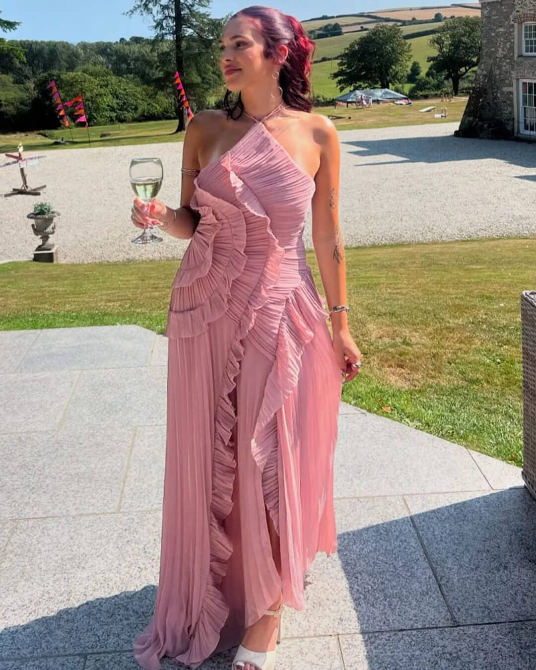 SOERA Beatrice Halter A - Line Evening Gown - Dress - Pink XS