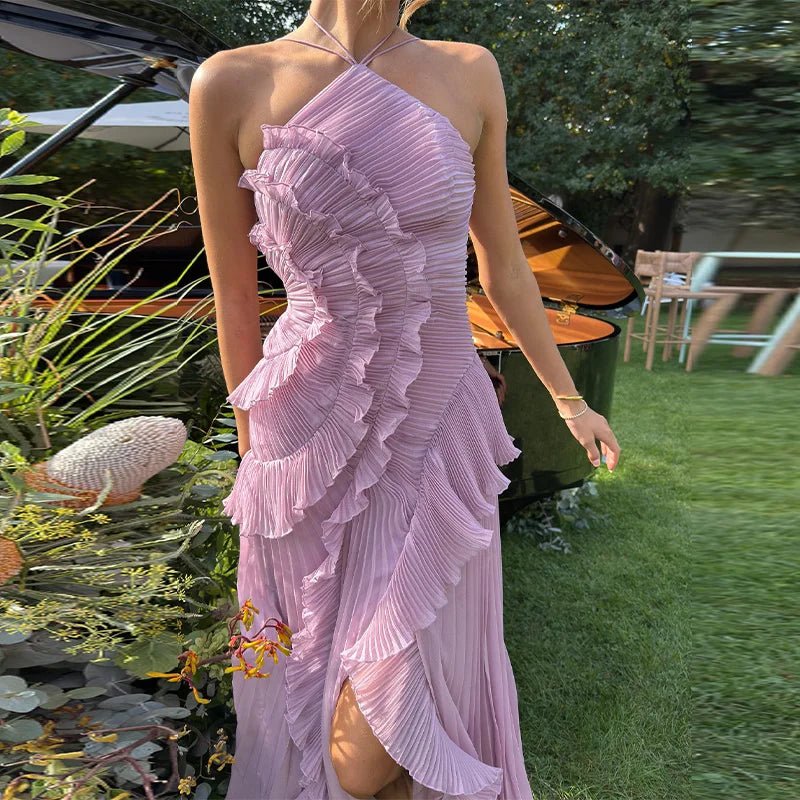 SOERA Beatrice Halter A - Line Evening Gown - Dress - Purple S