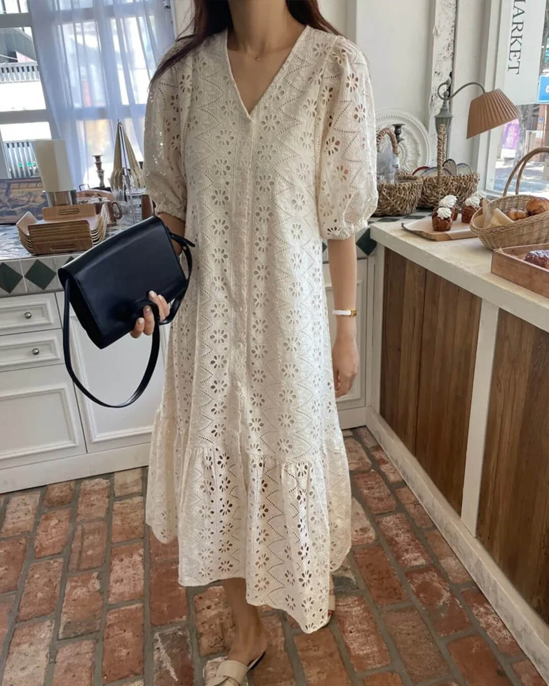 SOERA Beatrice V - Neck Embroidered Maxi Dress - Dress - XS