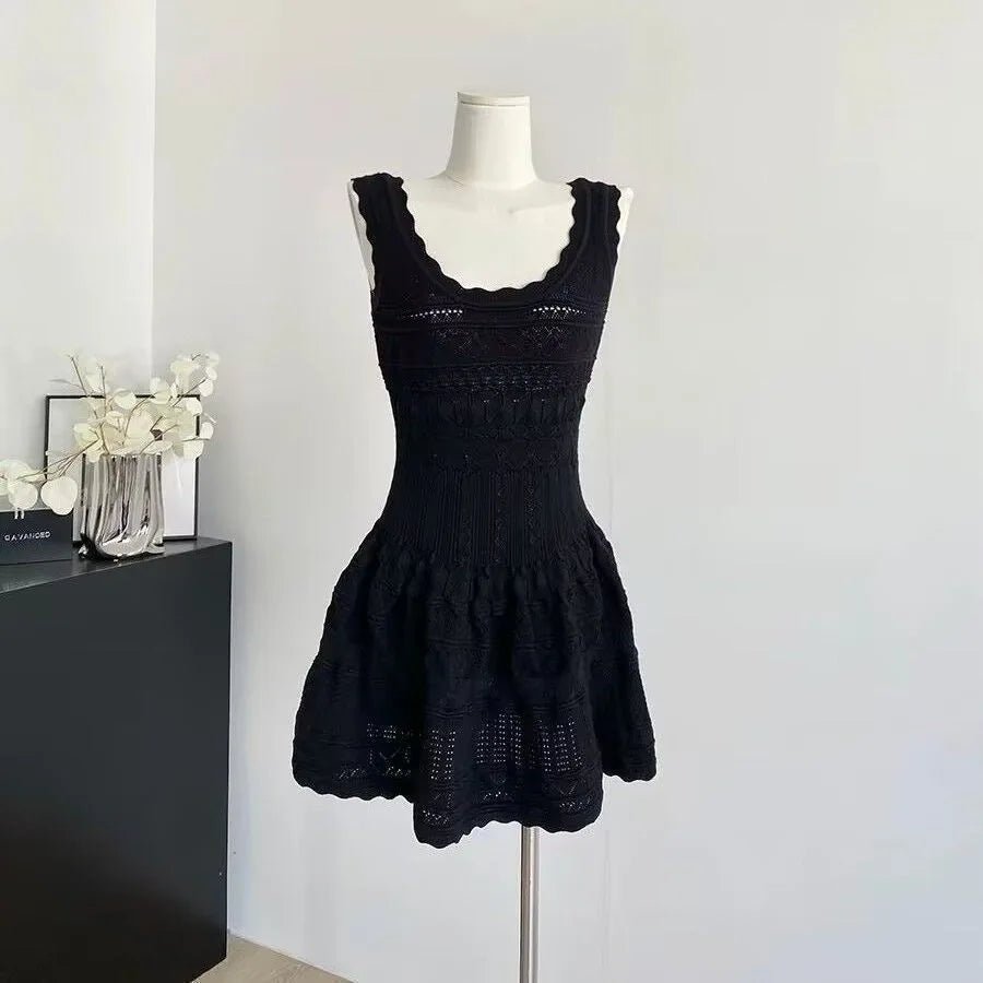 SOERA Celeste Hollow - Out Knitted Midi Dress - Dress - Black S