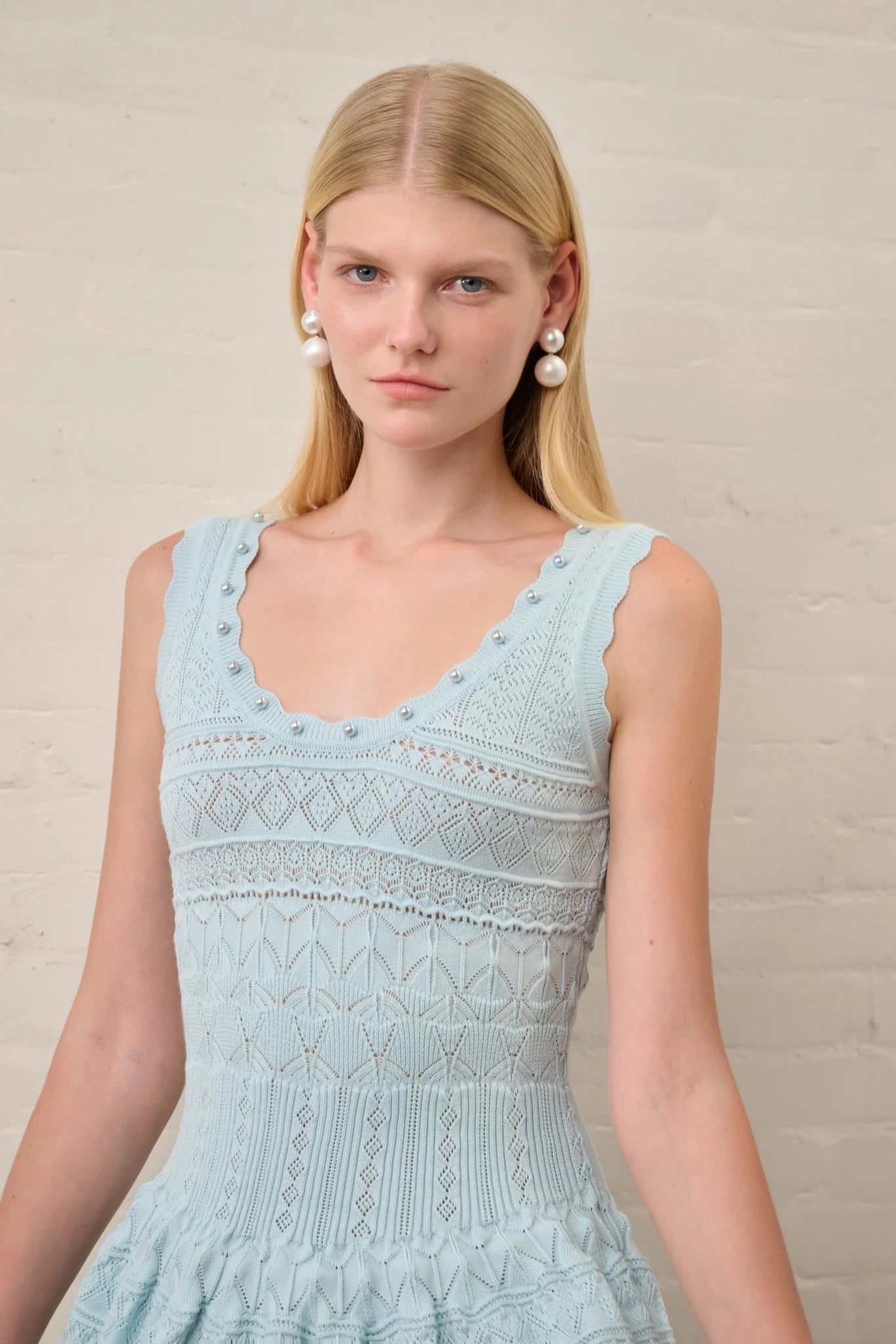 SOERA Celeste Hollow - Out Knitted Midi Dress - Dress - Blue M