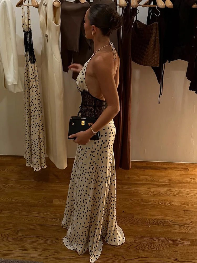 SOERA Celeste Polka Dot Halter Maxi Dress - Dress - XS