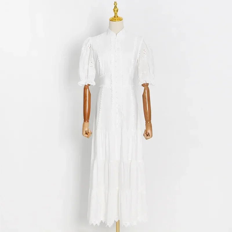 SOERA Isabelle Eyelet Lace Puff Sleeves Midi Dress - Dress - SOERA-364163-DEF-OS-16292 White S