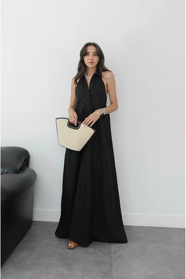 SOERA Kaya Halter Neck Elegant Maxi Dress - Dress - Black XS