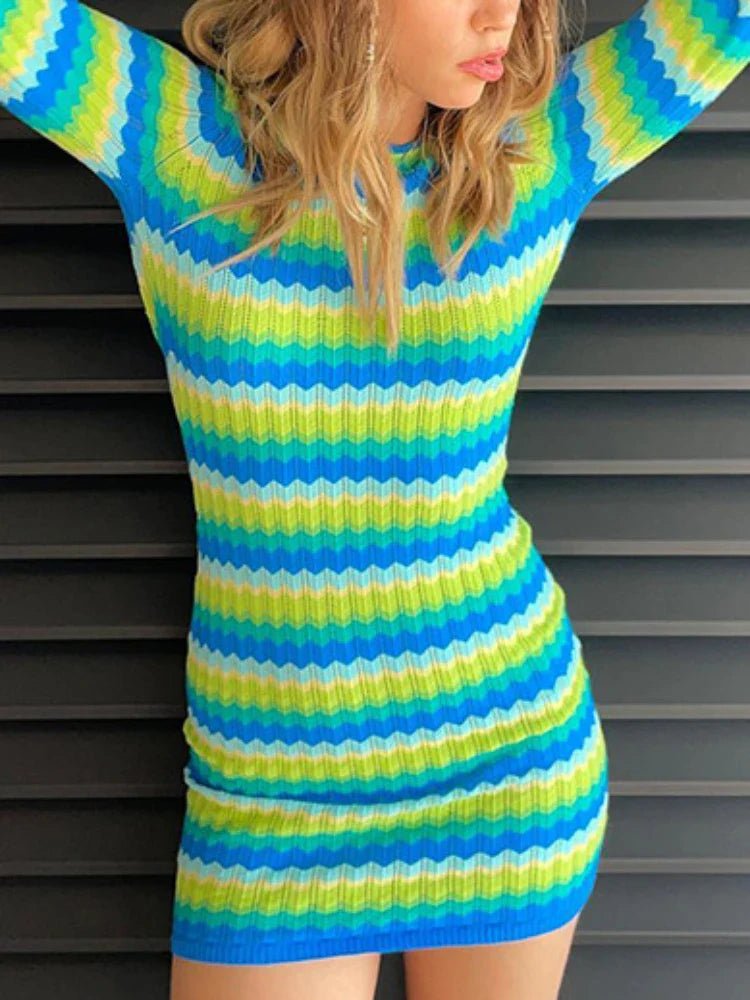SOERA Veronica Striped Backless Mini Dress - Dress - Green XS