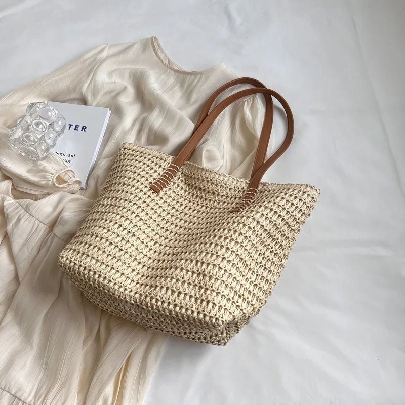SOERA Celeste Woven Straw Beach Tote - Handbags - Beige