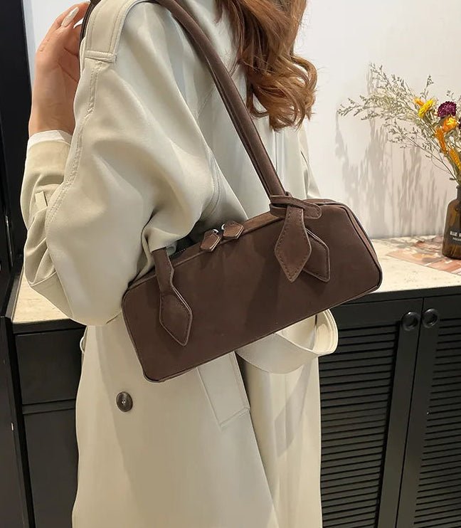 SOERA Rebecca Suede Shoulder Bag - Handbags - 3256809531902601-;qB1763832189352822323 Brown
