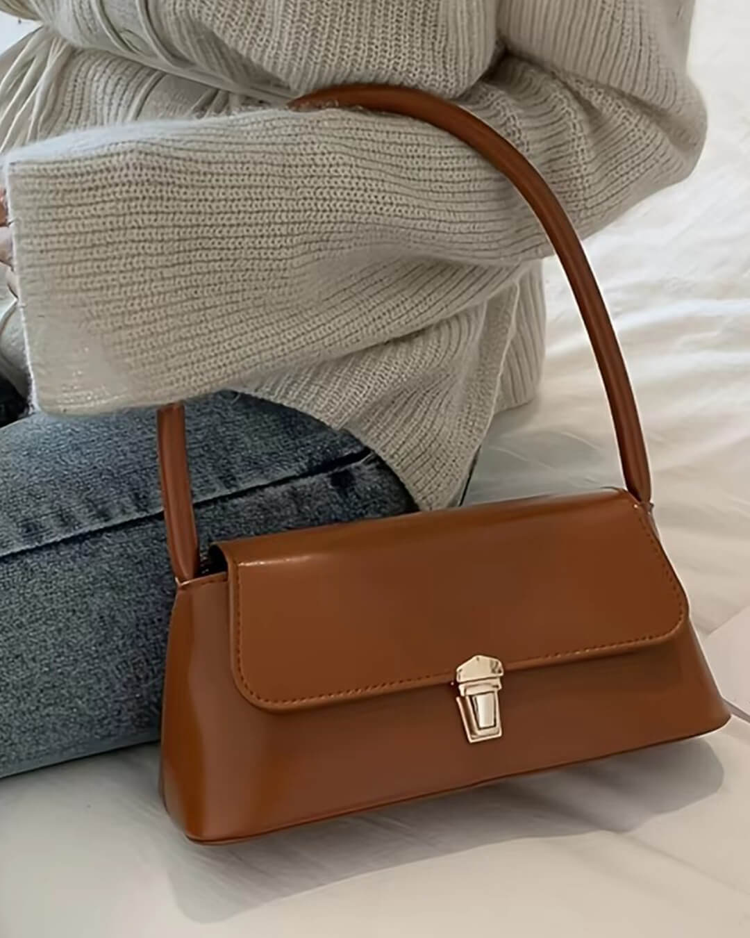 SOERA Tracy Leather Shoulder Bag - Handbags - 3256806228223707-;ES1754570365850452384 Brown