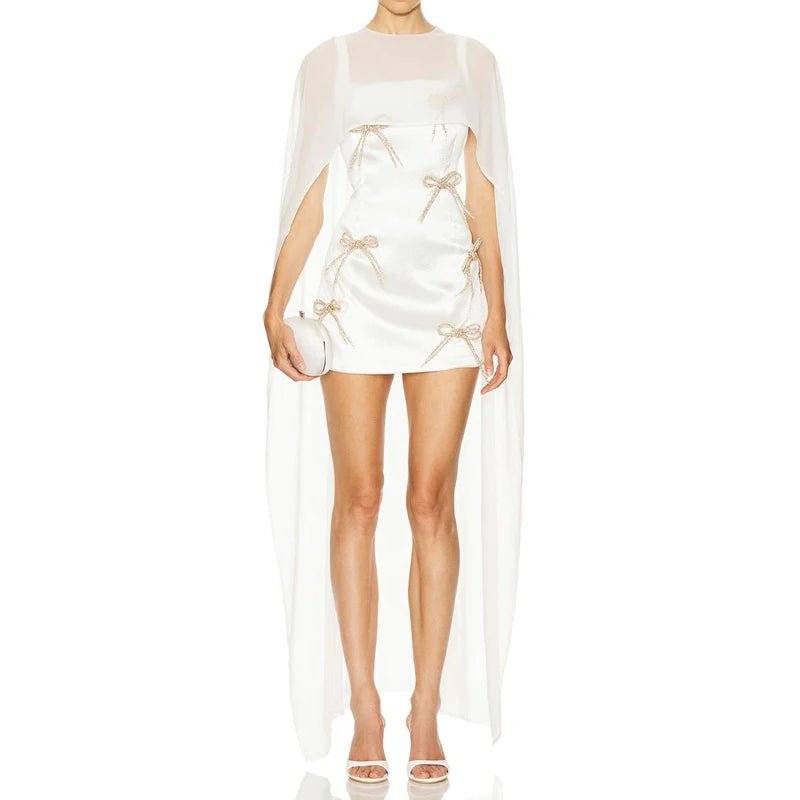 SOERA Beatrice Polka Dot High - Low Cover - Up Cape - Jacket - White