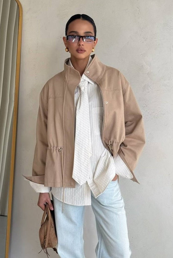 SOERA Esther Stand Collar Jacket - Jacket - SOERA-381763-KHA-L-21987 Beige L
