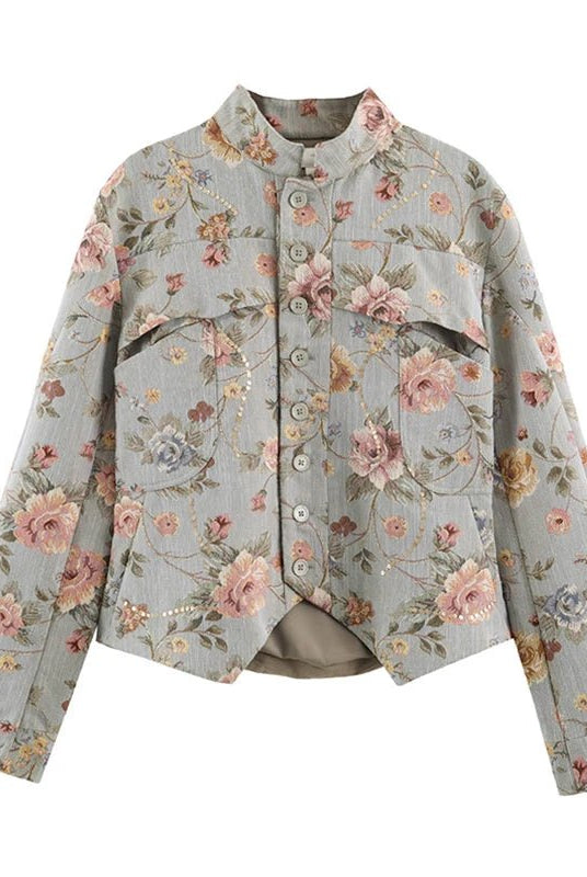 SOERA Laura Vintage Jacquard Cropped Jacket - Jacket - SOERA-203779-PIC-XS-16579 XS