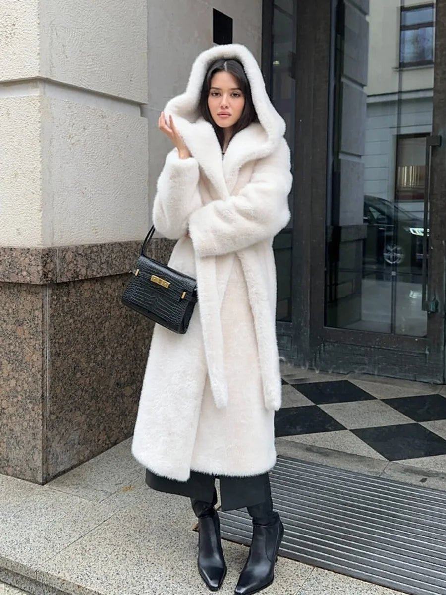 SOERA Chloe Hooded Long Coat - Jackets - 3256810008078456-;jT1766554851679788099 White M