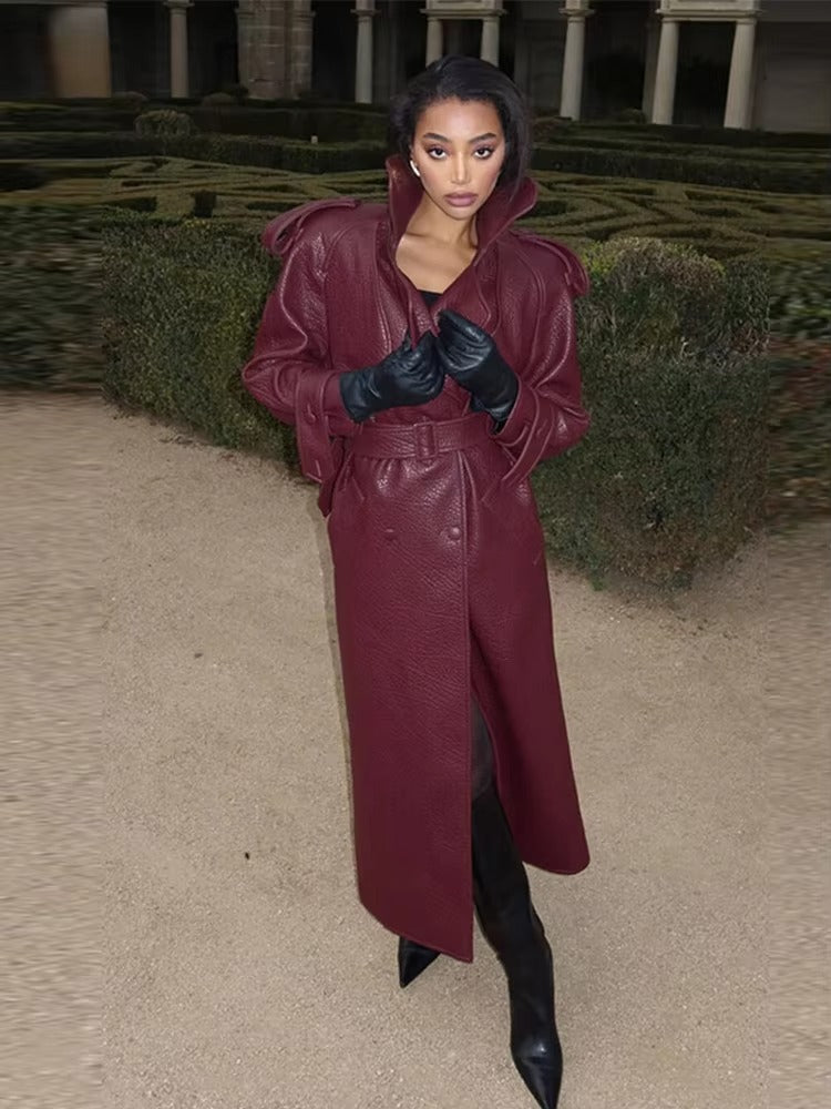 SOERA Danica Long Leather Jacket - Jackets - Burgundy L