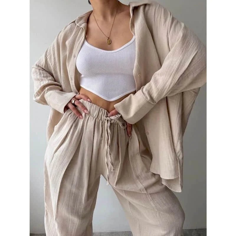 SOERA Frances Lapel Long Sleeve & Pants Set - Matching Sets - 1005009887708935-;hm1776125343195652404 Black S