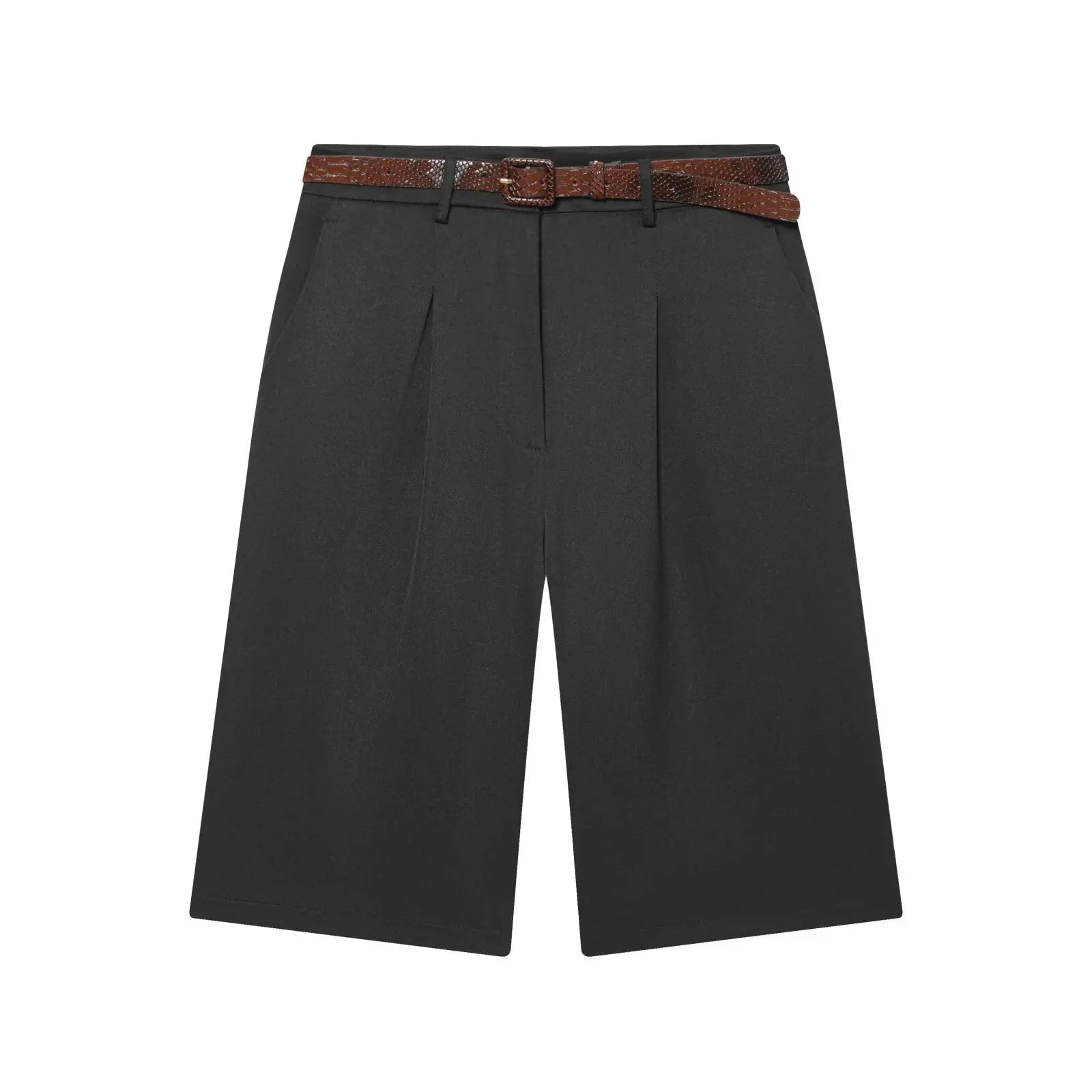 SOERA Florentine High Waist Bermuda Shorts with Belt - Shorts - Brown XS