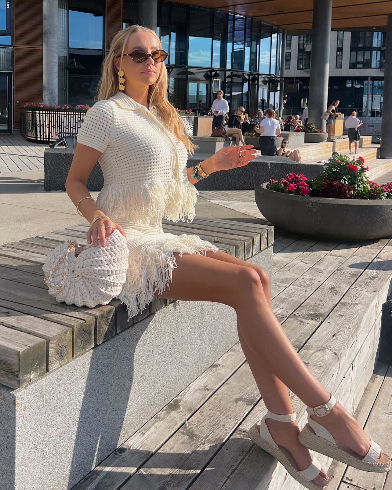 SOERA Beatrice Knitted Tassel Skirt Set - Suit - White Set