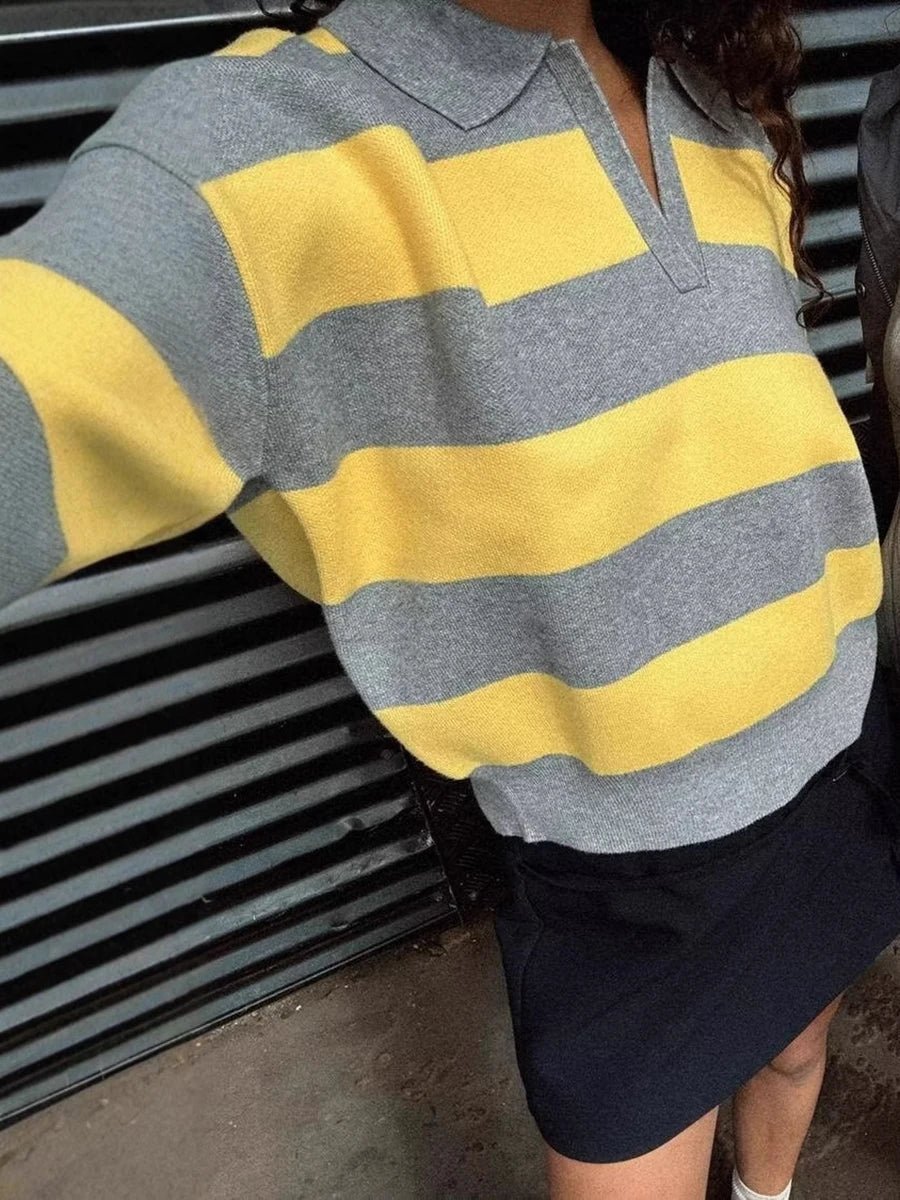 SOERA Una Striped Knitted V-Neck Pullover - Sweaters & Cardigans - S