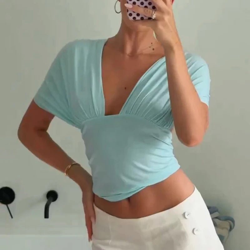 SOERA Bianca Lace - Up Crop Tank Top - Top - Blue L