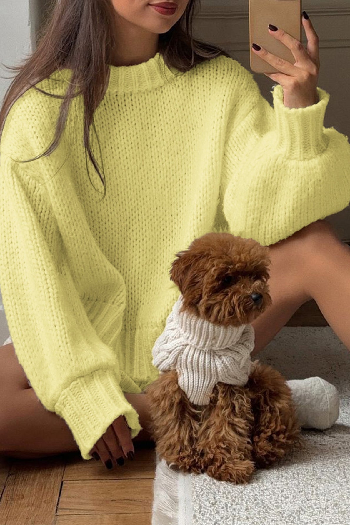 Pull superposé Amanda crème col rond
