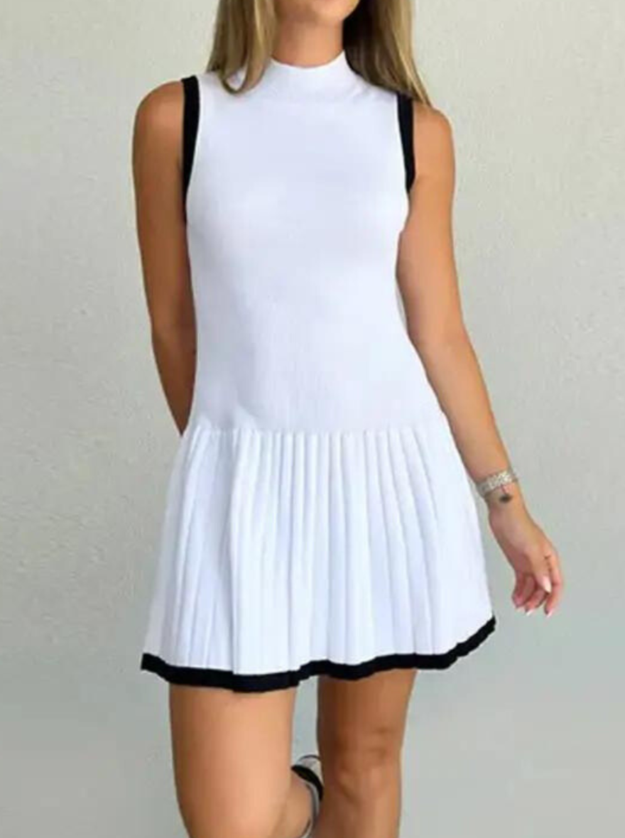 Margot Drop-Waist Kontrast Strickkleid