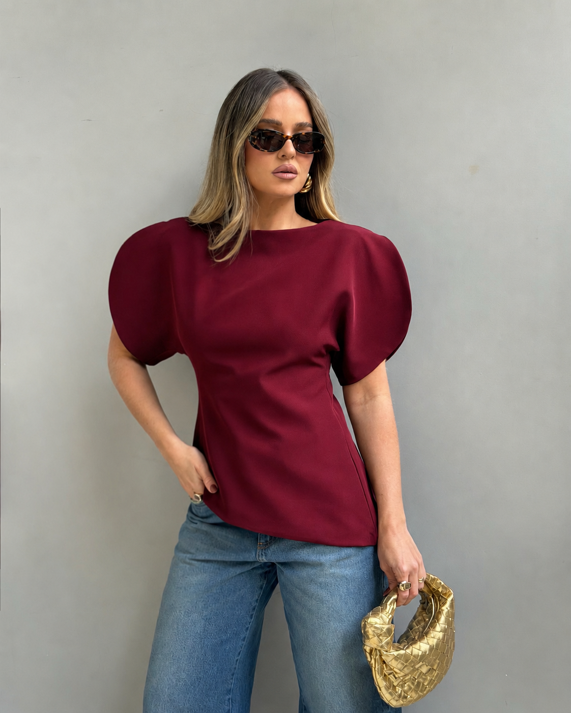 Sienna Trikot Top mit Ballonärmeln
