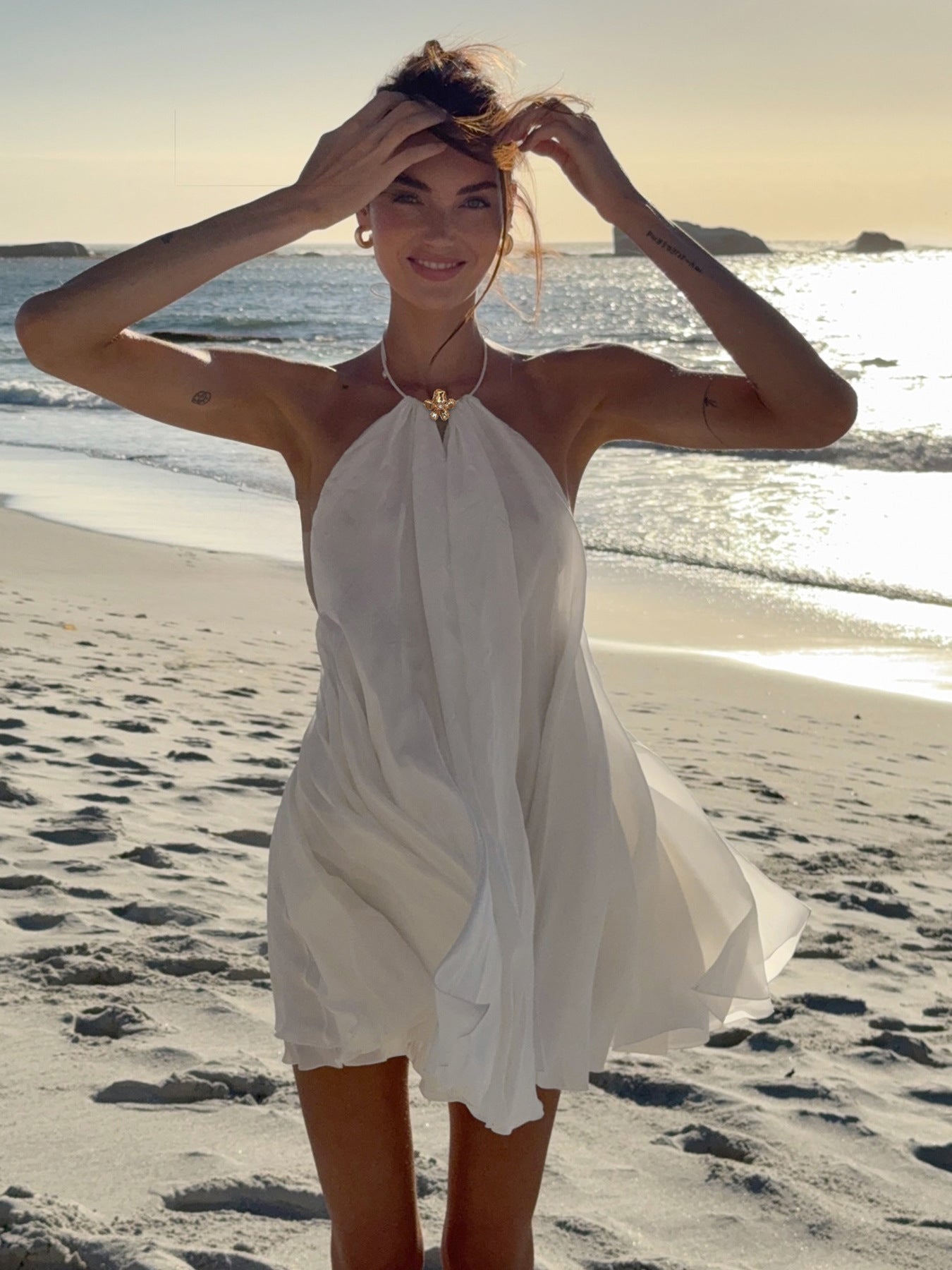 Evelyn Neckholder Rückenfreies Strandkleid