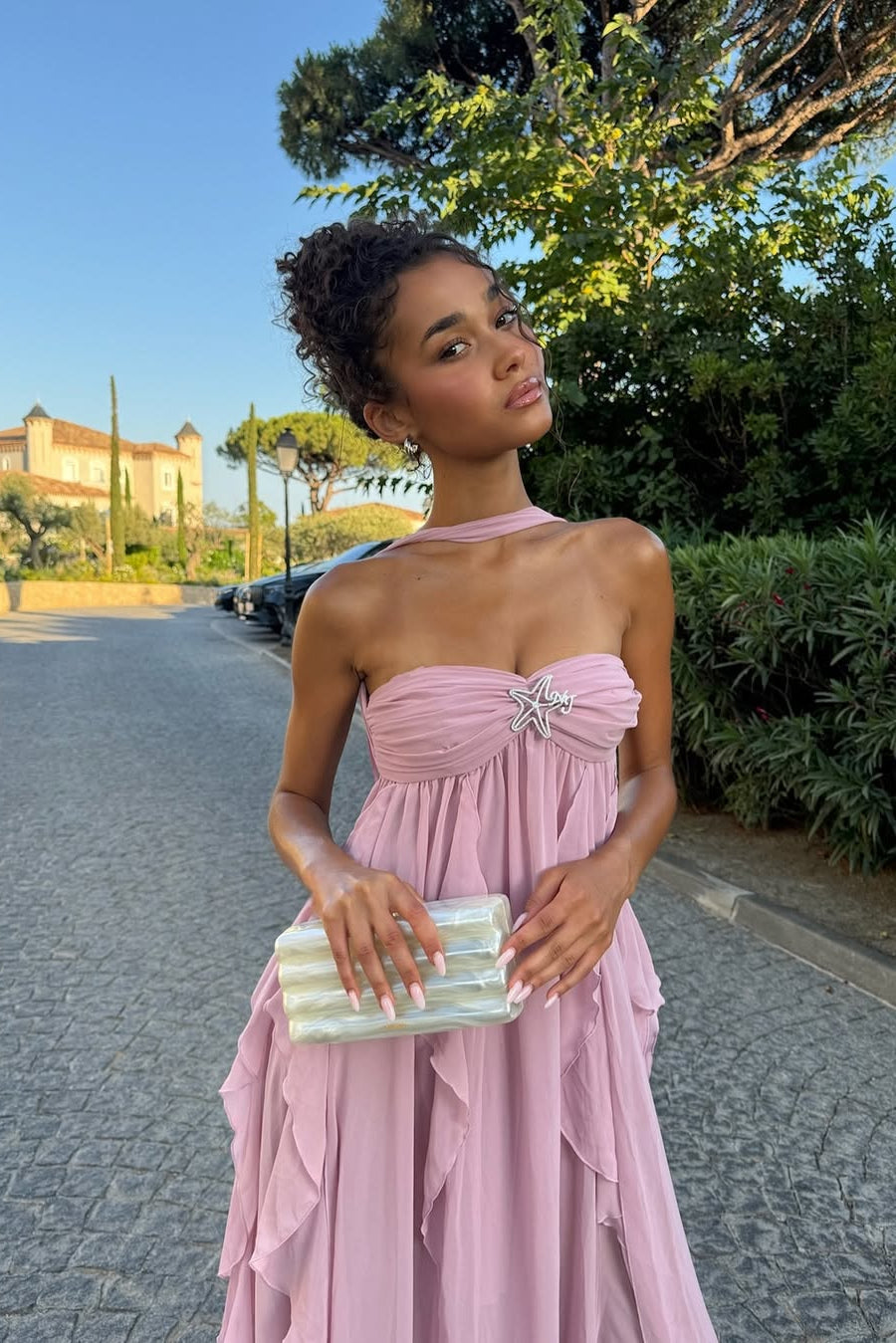 Harper trägerloses Maxikleid mit Rüschen