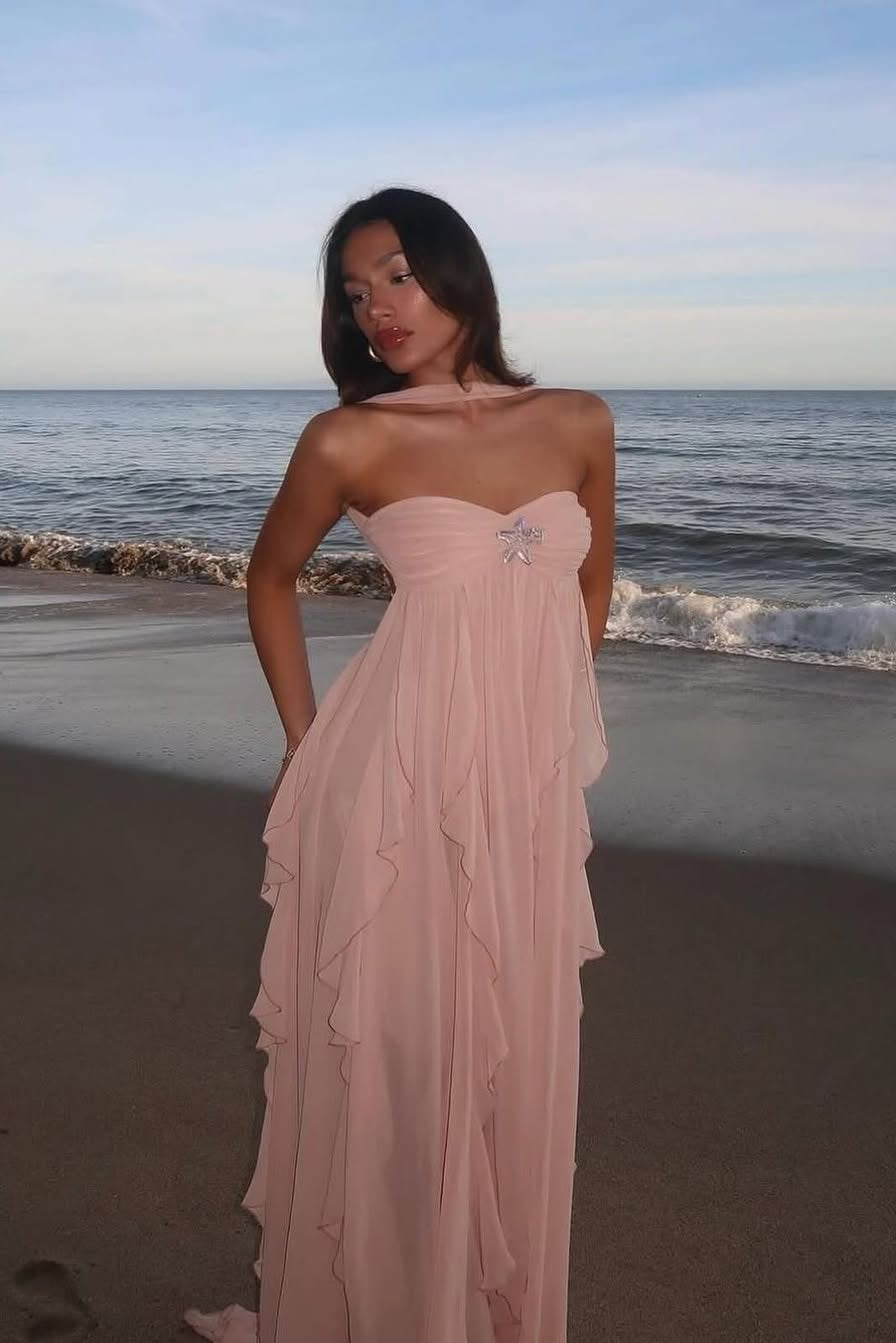 Harper trägerloses Maxikleid mit Rüschen