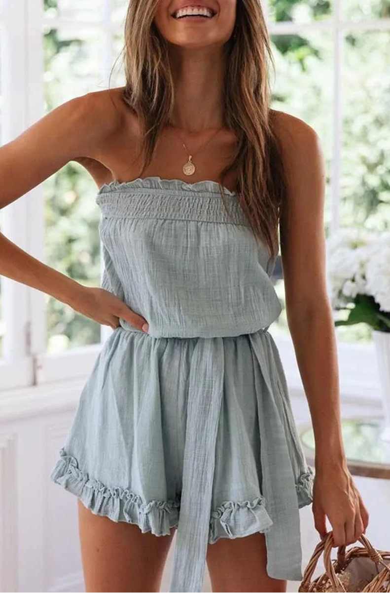 Beatrice Belted Tube Top Jumpsuit