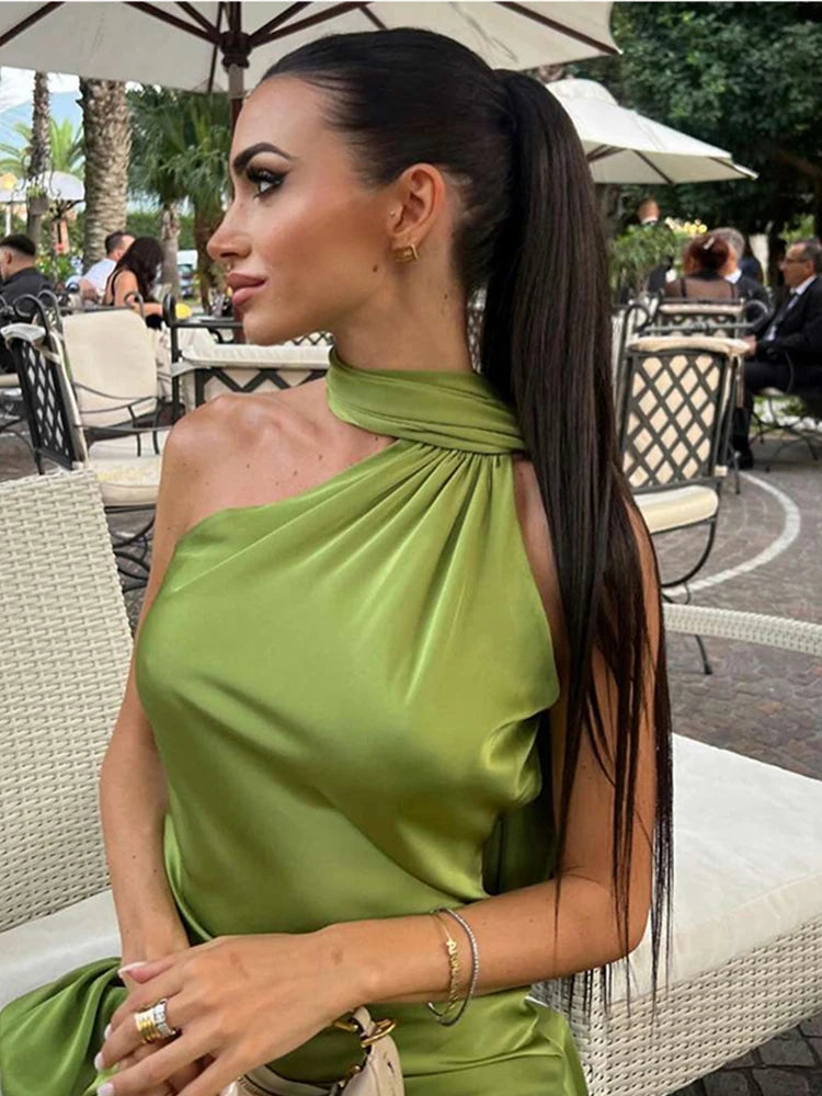 Abito Yanna in raso halter schiena scoperta