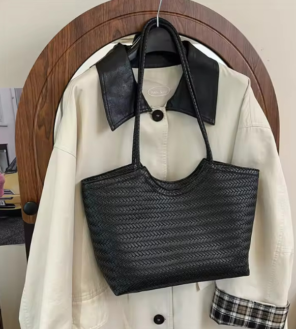 Bolsa Rica Tejida de Imitación de Cuero