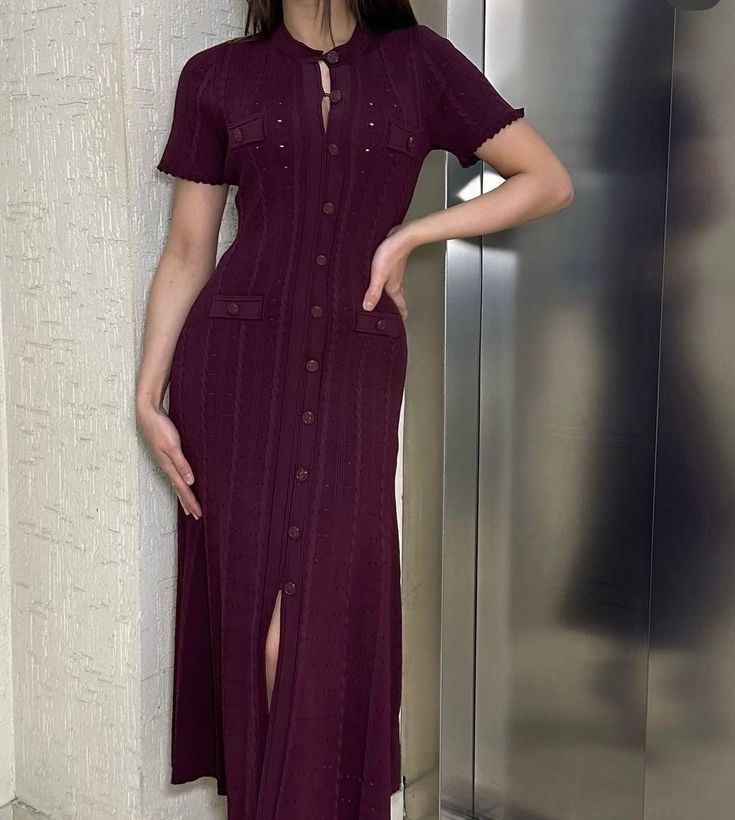 Erlinda Button-Front Knit Midi Dress