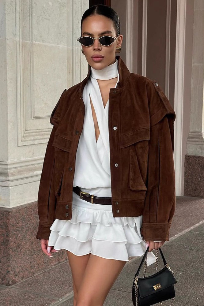 Alatni Wide Shoulder Wildlederjacke
