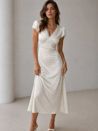 Jamila Vestido Midi de Cetim Estampado