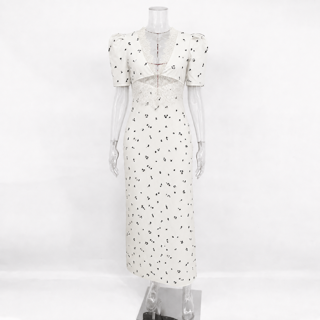 Diana Puffärmel-Spitzenkleid