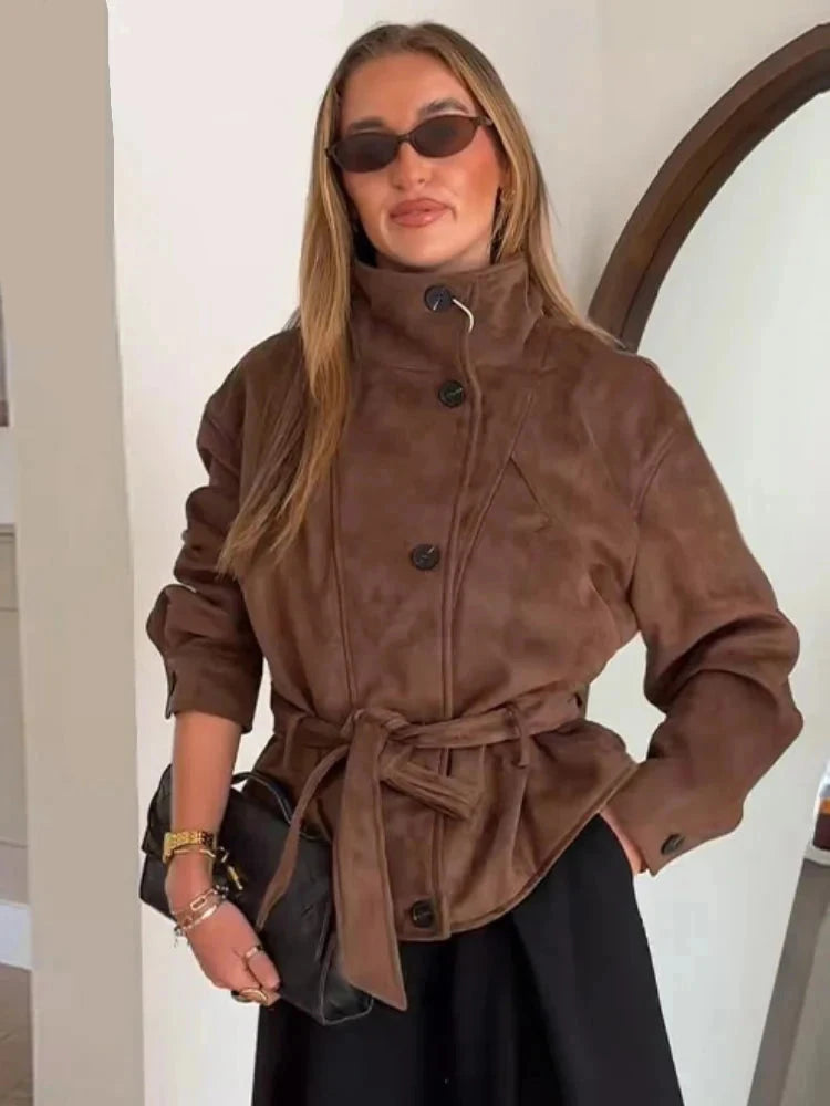 Rebecca Chaqueta con Cordones en Imitación Ante