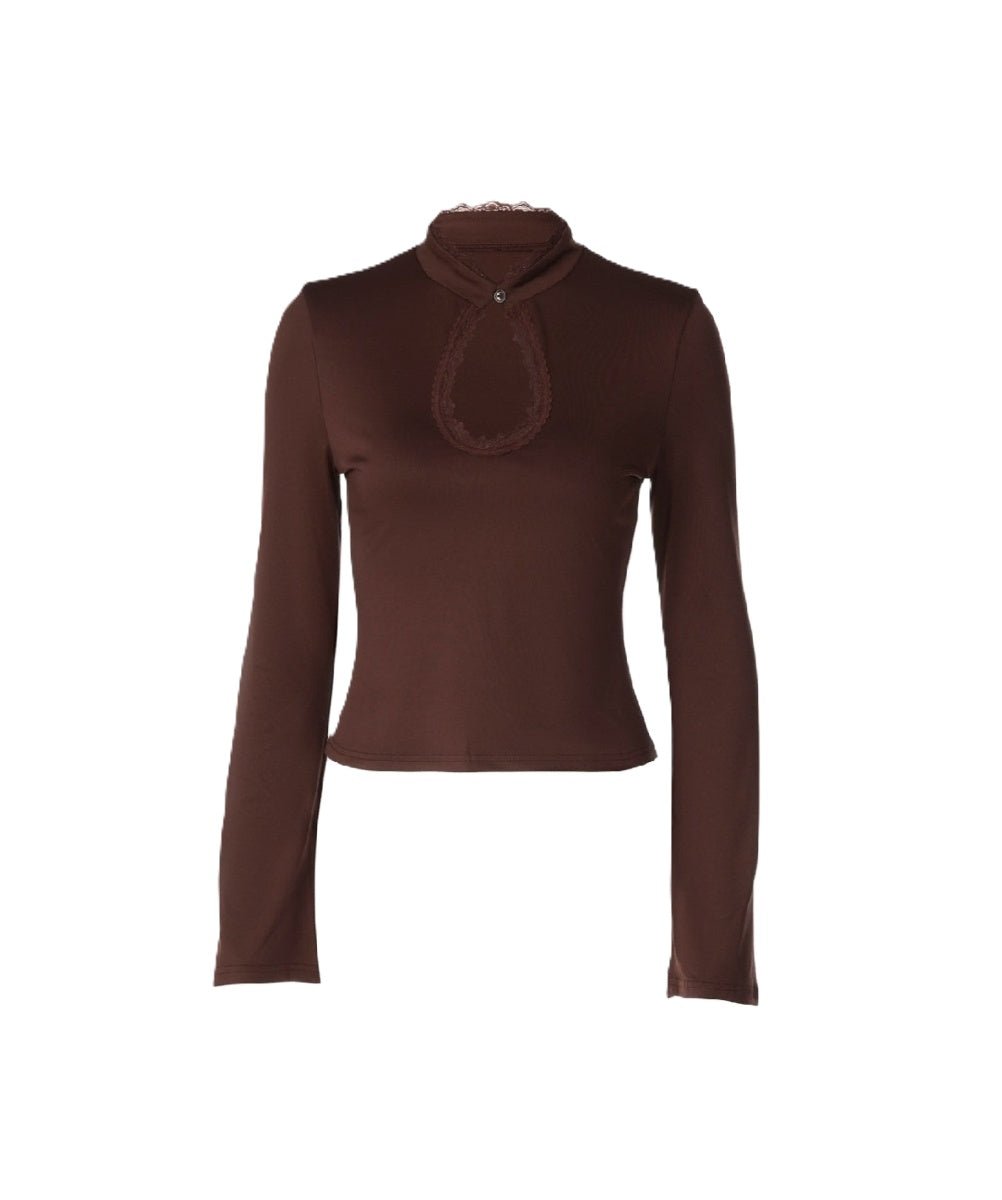 SOERA Gloria High Neck Keyhole Blouse - Blouse - SOERA-233731-COF-XS-36963 Coffee XS