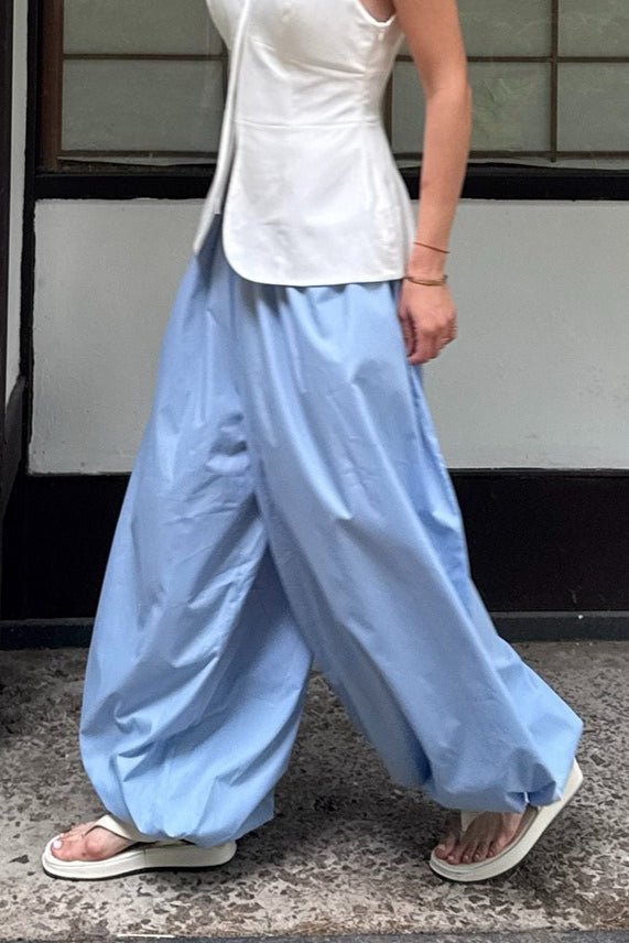 SOERA Inga Elastic Waist Baggy Pants - Bottoms -  Blue L