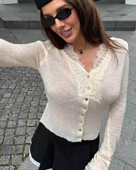 Cardigan en dentelle tricotée Aurelie