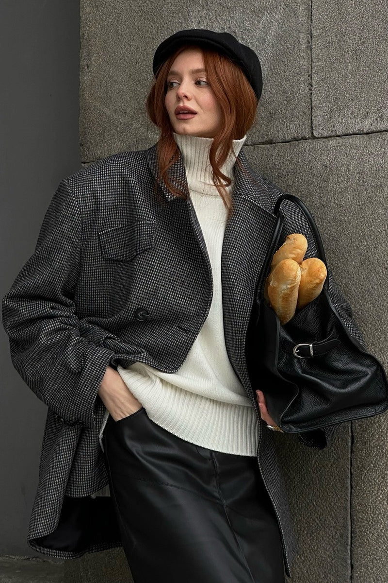 SOERA Anna Structured Tweed Coat - Coat - SOERA-123011-GRE-M-89251 Grey M