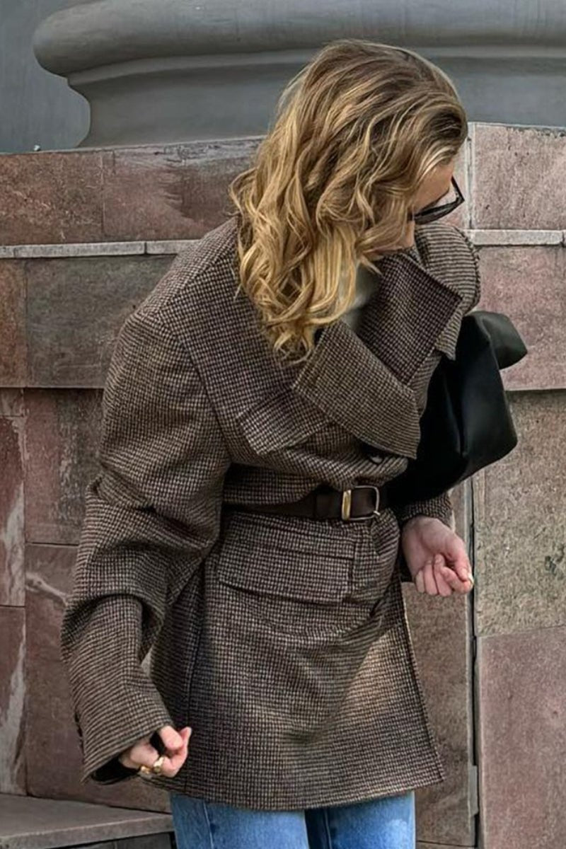 SOERA Anna Structured Tweed Coat - Coat - SOERA-123011-KHA-S-54787 Brown S