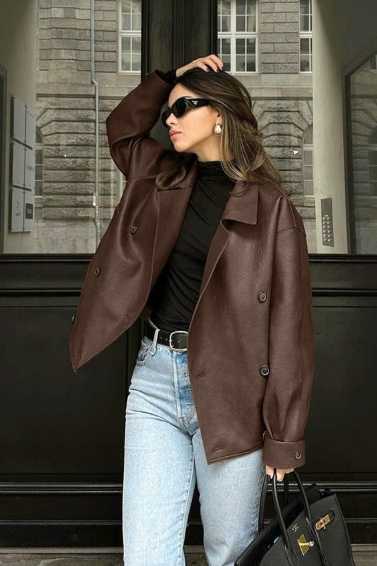 Sandra Vintage Relaxed Vegan Leather Coat