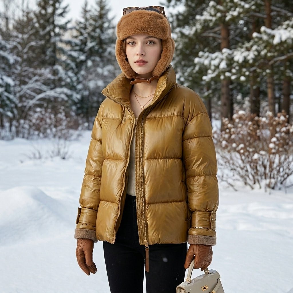 SOERA Olivia Shiny Puffer Jacket - Coats & Jackets -  Gold M