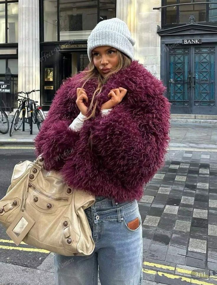 SOERA Reese Short Faux Fur Coat - Coats & Jackets -  Burgundy S