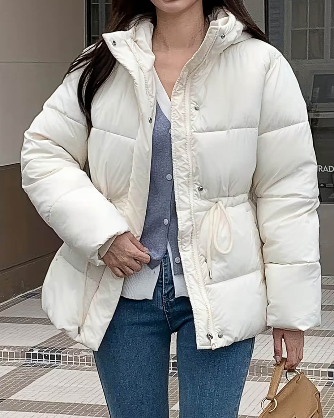 SOERA Mary Oversized Drawstring Waist Puffer Jacket - Coats - SOERA-728579-PUR-S-22659 White S