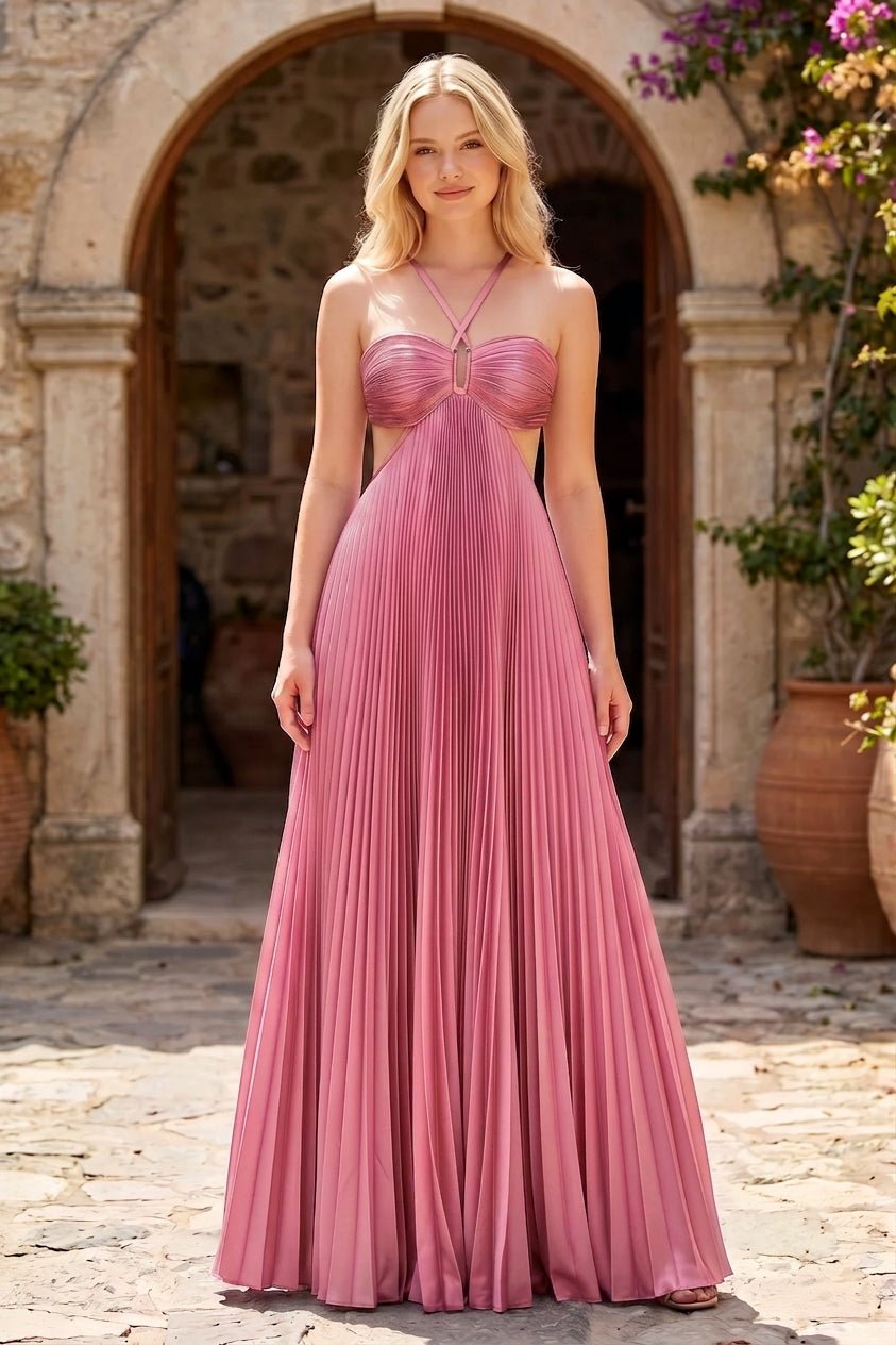 SOERA Aisen Crinkle Chiffon Maxi Dress - Dress - SOERA-516675-ROS-XS-32867 Pink XS